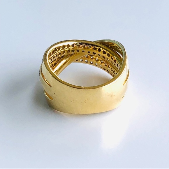 18K BA Gold Band Diamond Row Ring Fits: 7.5 - Picture 4 of 9